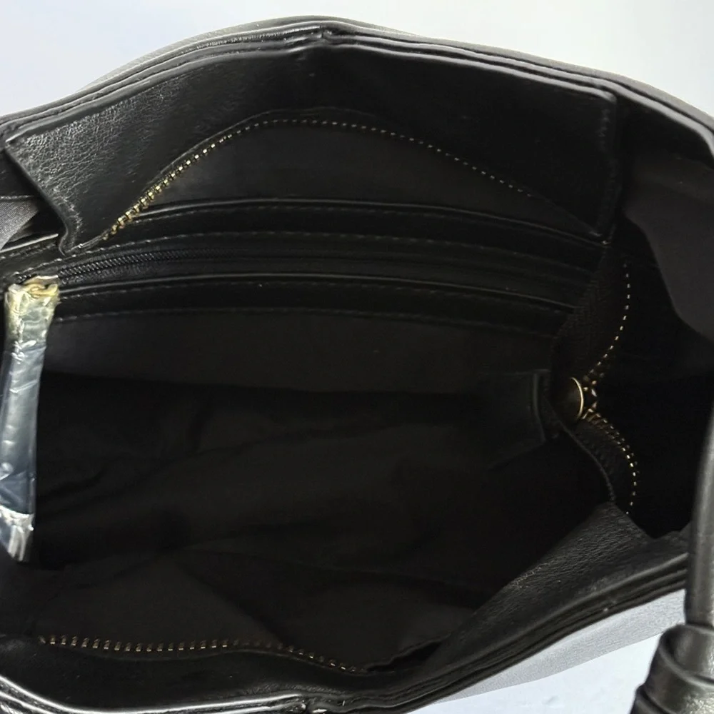 Black Faux Leather Shoulder Bag
